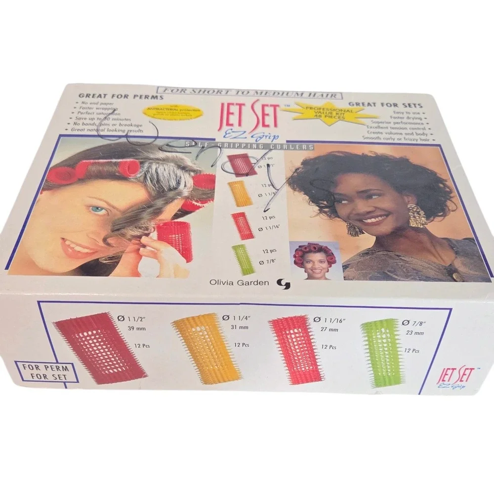Jet Set EZ GRIP Olivia Garden Self Gripping Curlers Short Medium Hair 48 pcs NOS